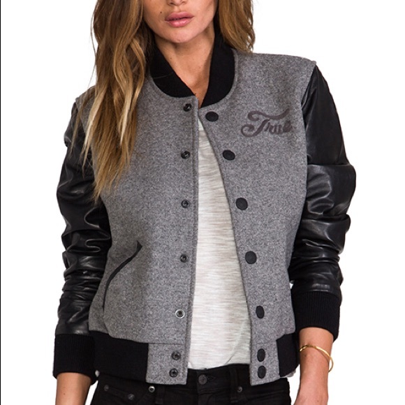 True Religion Jackets & Blazers - True Religion Heather Grey Varsity Jacket